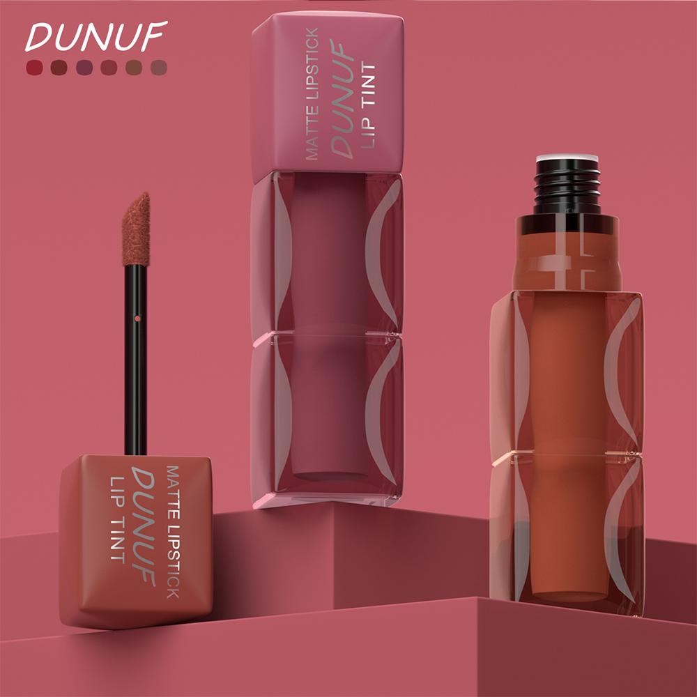 DUNUF modest mauve 6 PCS Matte Velvet Lip Tint Set - Viral Transfer-Proof Long-Lasting Lip Stain Kit, High Pigment Red, Brown & Nude Shades for All Skin Tones, TikTok Must-Have Makeup holiday