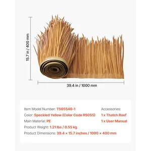 VEVOR Artificial Thatch Grass Roof, 1.3x3.2 ft Mexican Style Tiki Bar Hut Skirt Thatch Roofing Roll, Waterproof Fire-Resistant, Palapa Duck Blind Grass for Patio Pool Beach Hawaiian Party Dcor