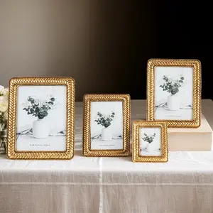 Resin Frame Border Decorative Photo Frame, Multiple Styles Available, Simple Home Desktop Decoration for Bedroom Study Office Desk, Modern Glam Frame, Sturdy Frame