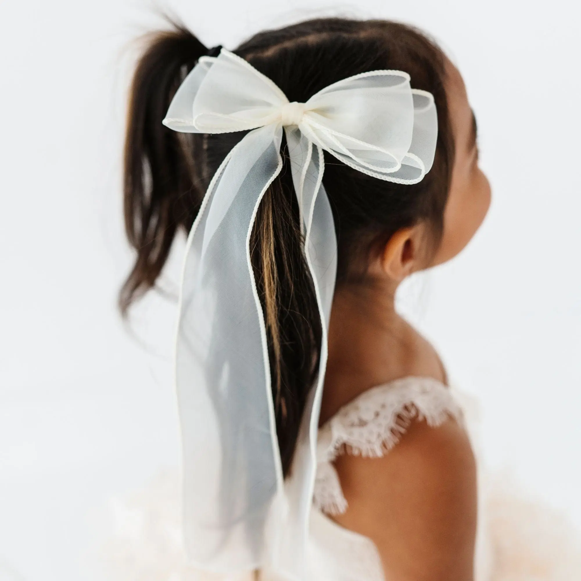 White Sheer Long Bow
