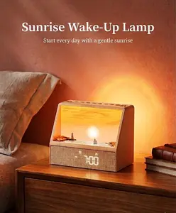 Smart Sunrise Alarm Clock for Heavy Sleepers, Wake Up Light with Sunset Simulation, White Noise Machine with 24 Soothing Sounds, Dimmable Bedside Night Light for Bedroom Adults, Aesthetic Room Decor Sleep Aid Gift