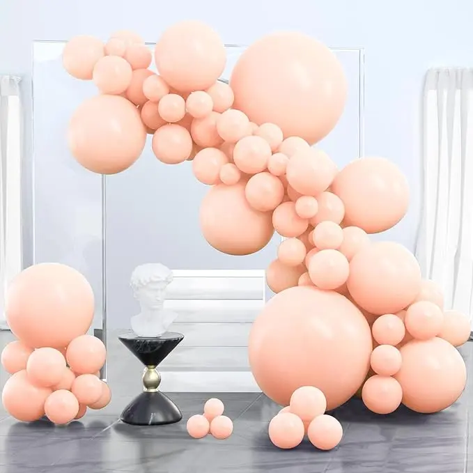 PartyWoo 100-Piece Decorative Balloons Kit - Pastel Orange Round Rubber, Blush Pink Peach Latex, 36/18/12/10/5 in Sizes, for Balloon Arch Garland, Birthday Theme Festive Decor, Decorative Balloons Balloons