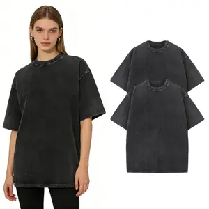 2 Pack Oversized Tshirts for Gym Vintage Heavyweight T Shirts Cotton Workout Acid Wash Baggy Tees