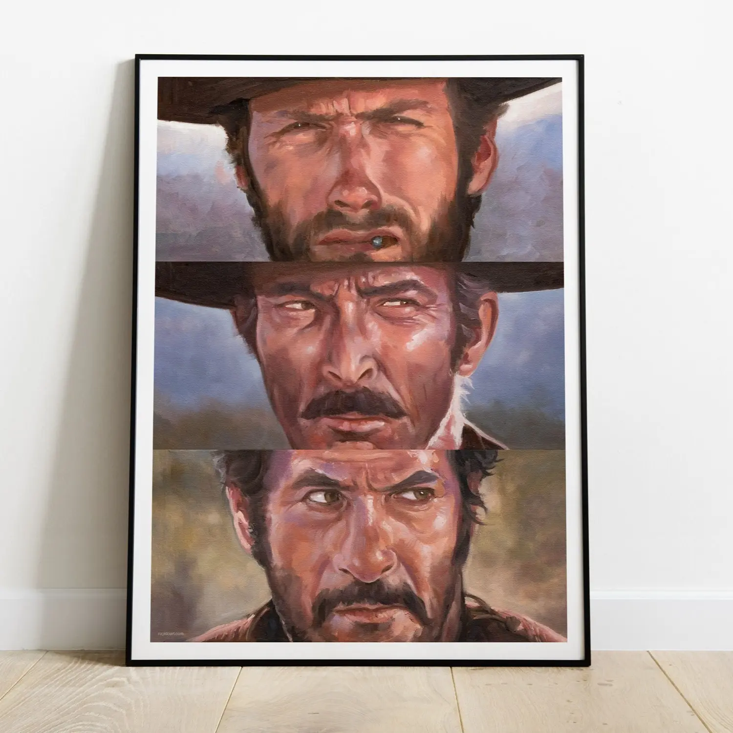 The Good The Bad and The Ugly Poster - Clint Eastwood Vintage Western Wall Art, Retro Cowboy Movie Print for Man Cave Decor, Sergio Home Decoration