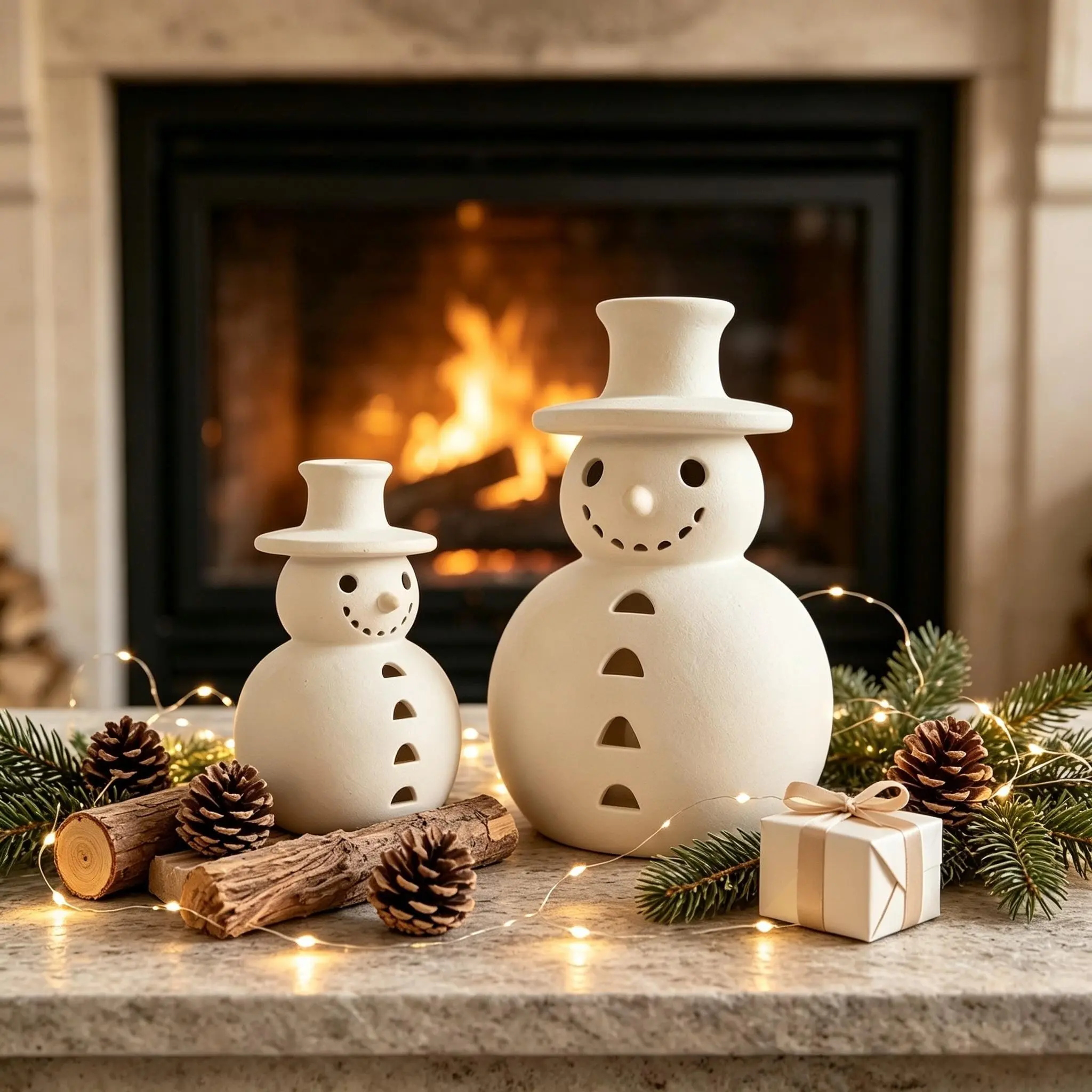 Christmas Snowman Decor Christmas ornaments Hollow Snowman Figurine 15cm / 20cm Handmade Rustic Christmas Decor for Home Table Ornaments Farmhouse Indoor Outdoor