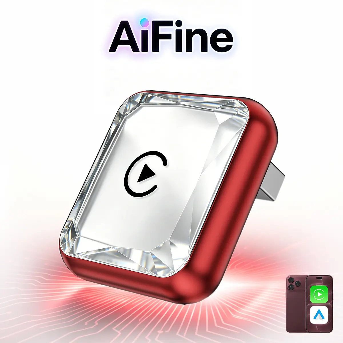 AiFine 2027 Wireless CarPlay Adapter - 2-in-1 Plug-N-Play Plastic Dongle, Car Stuff, Vehicle Accessory for iPhone, Android Auto, OEM Cars, USB-C CarPlay Adapter Audio & Video Accessories with Auto Reconnect