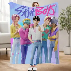 Saja Boys Blanket, Personalized Kpop Demon Hunter Plush Blanket, Custom Saja Boys Jinu, Baby Saja Blanket, Gift For Saja Boys Fans,Zoey Rumi Mira, Gift For Men & Women & Kids, K-Pop Demon Hunters Blankets