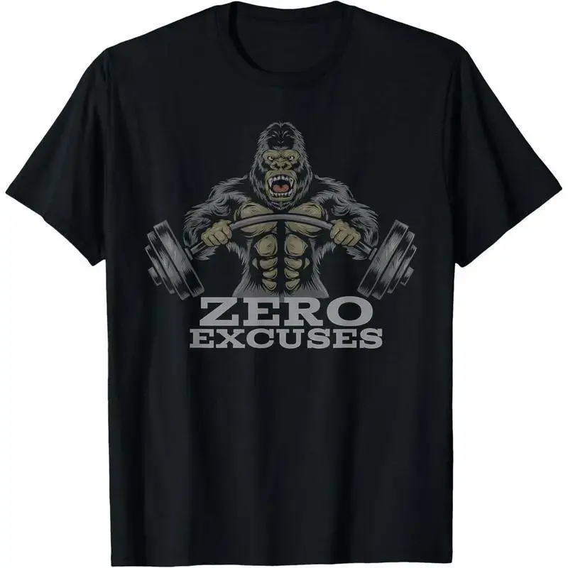 Men’s Zero Excuses Gorilla Weightlifting Tee - Perfect for Gym Training & Bodybuilding  lsj08
