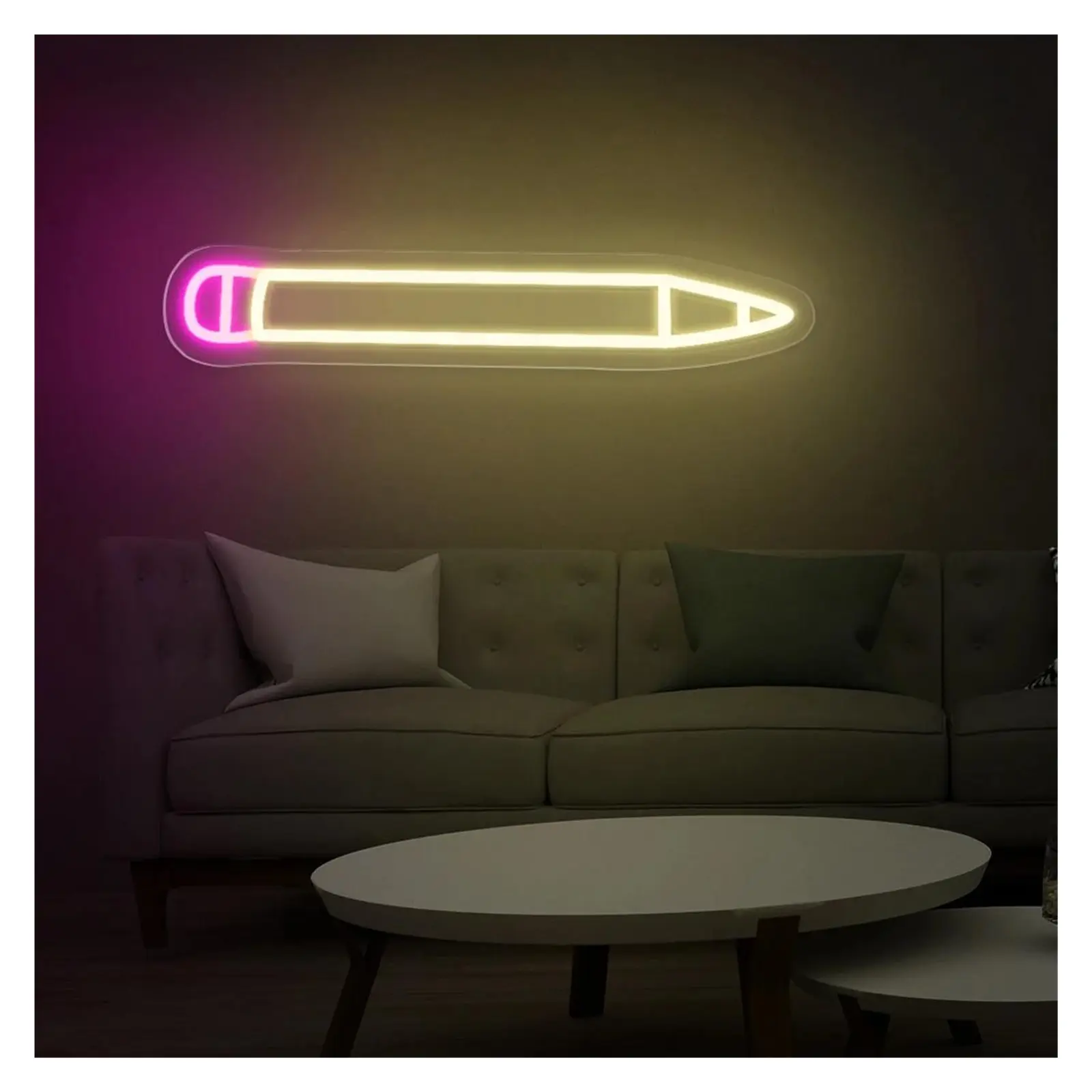 Sign Illuminated Pencil Shaped Neon Sign, Dimmable Light For School Bookstore Holiday Party Wall Decoration 6.9cm×36cm