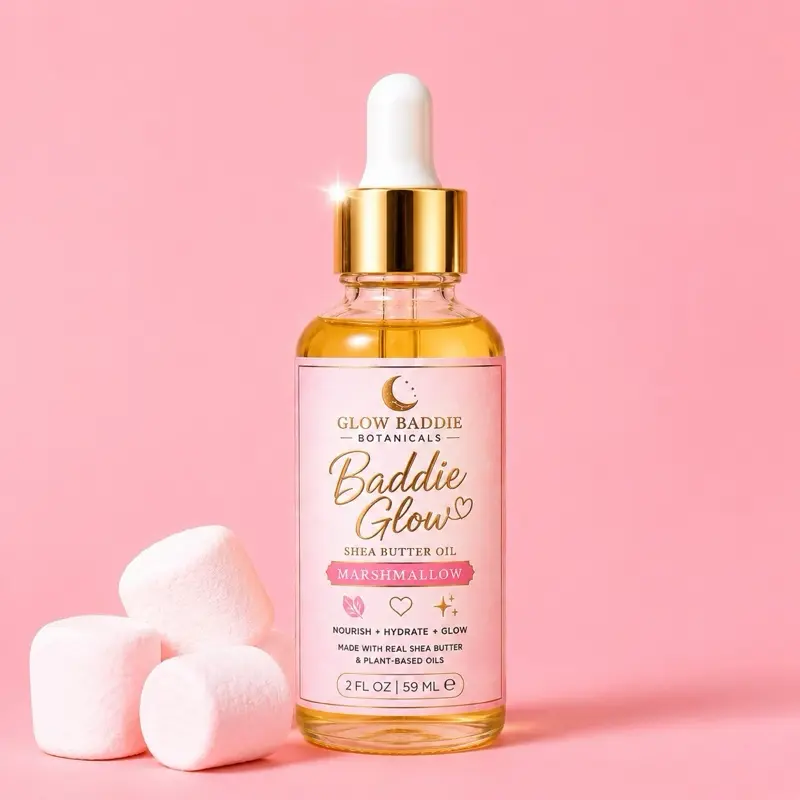 Marshmallow Shea Butter Body Oil | Lightweight Moisturizing Body Oil for Dry Skin | Nourishing Shea Butter & Coconut Oil Blend | Soft, Glowing Skin | Sweet Marshmallow Scent | Non-Greasy Daily Body Moisturizer | 2 oz