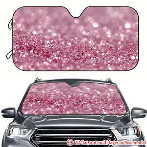 1pc pink glitter background image 2D high-definition printing of car sunshade, car sunshade effectively blocks sunlight, suitable for trucks SUV、 General Motors windshield decoration, Car Shade Front Windshield