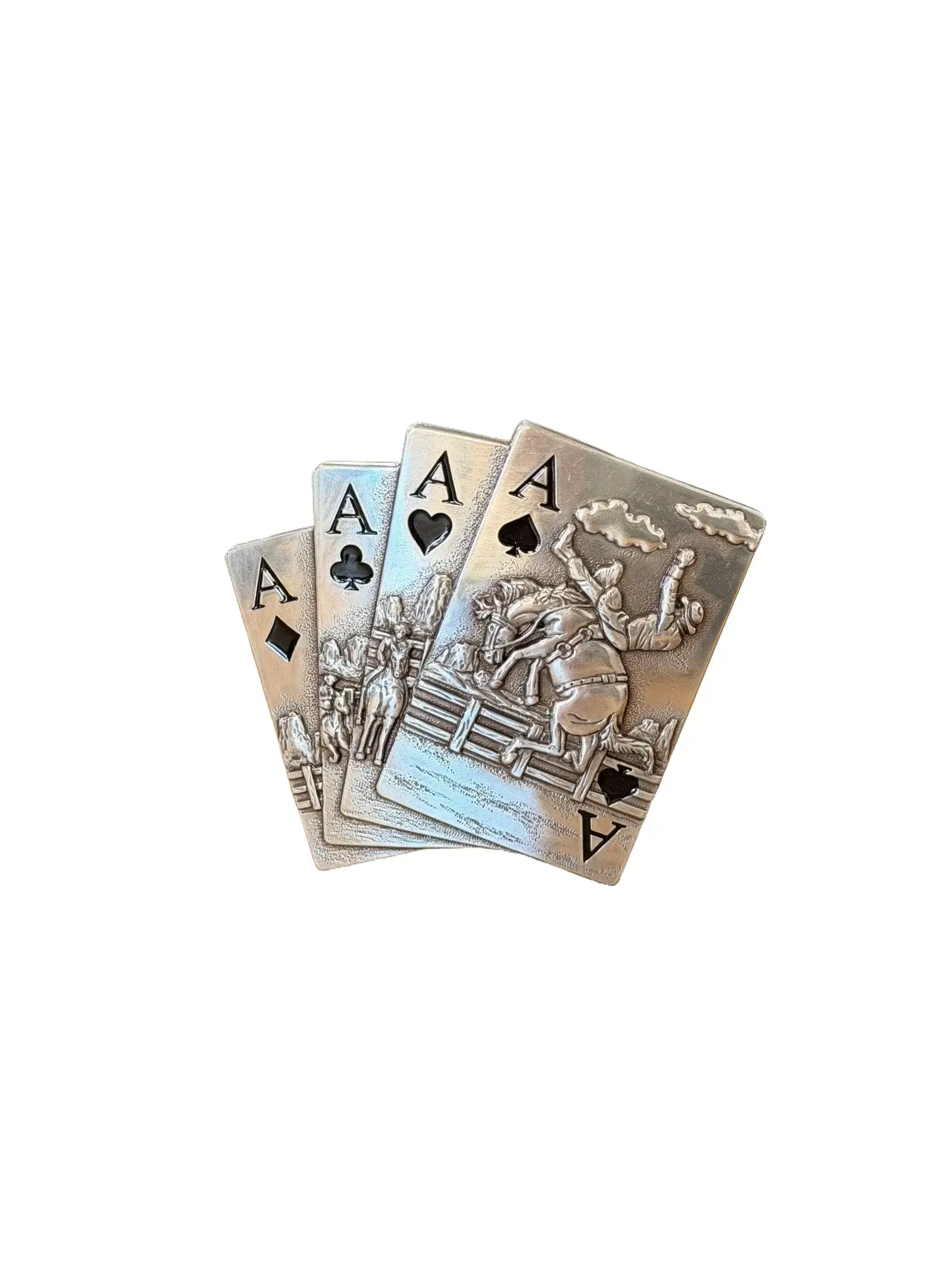 Blazin Roxx Western Cowboy Metal Belt Buckle - 4 Aces Playing Card Design, Interchangeable Men's Fashion Accessory for Belts, Ideal for Rodeo Scenes, Western Cowboy Belt