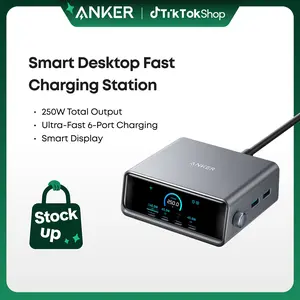 [Limited Offer] Anker Prime Charger, 250W GaN Prime USB-C Charging Station, Ultra-Fast 6 Ports, 2.26" LCD Display and Smart Control Dial (Silver)