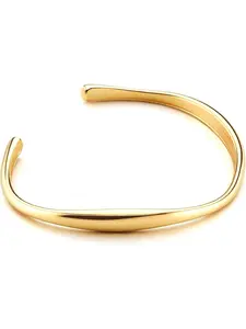 Gold Bracelets for Women Adjustable Gold Cuff Bangle Bracelet Gold Chunky Teardrop Wave Open Bracelets 316L Stainless Steel 14K Gold Women's Jewelry Christmas Birthday Gifts with Box