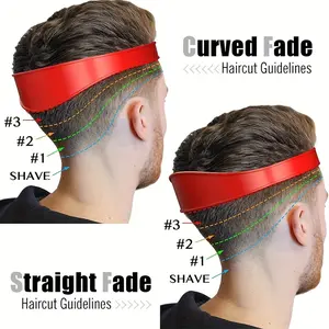 Men's DIY Haircut Kit: Red Silicone Neckline Shaving Template - Soft, Flexible Trimming Guide for Precision Cuts, Ideal for Home & Travel Use