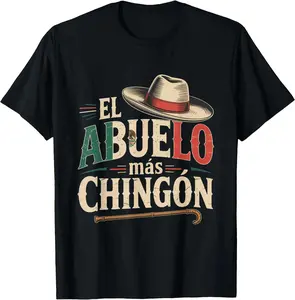 []El Abuelo Mas Chingon Funny Best Mexican Dad T-Shirt Graphic Tees Casual Crewneck Shortsleeve Classic vintage  shirts women's  tops