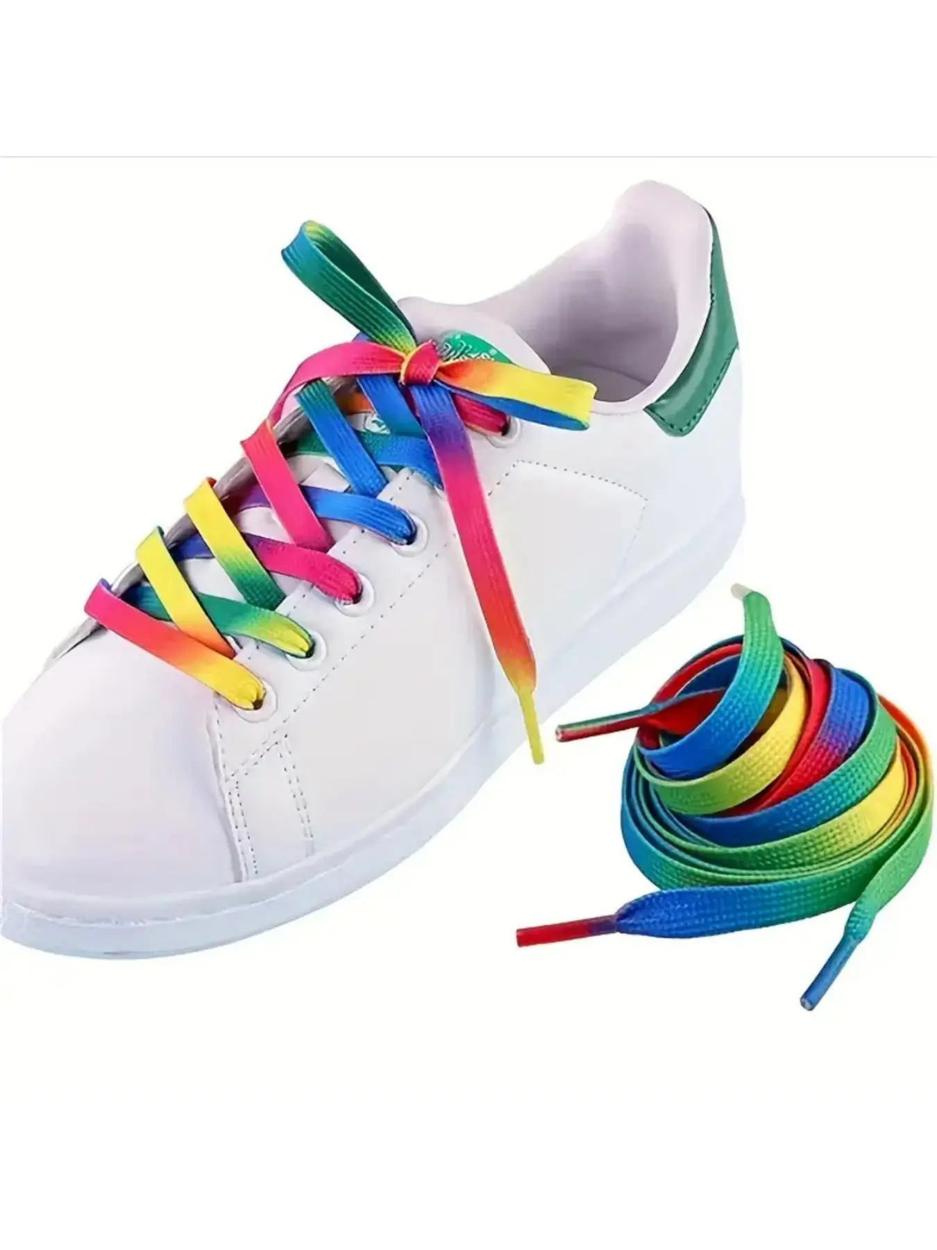 Rainbow Gradient Print Shoe Laces, Multi-Color Polyester Fiber Shoelaces, Durable Flat Rainbow Shoelaces for Sports Shoes & Casual Shoes, Shoe Strings For Sneakers