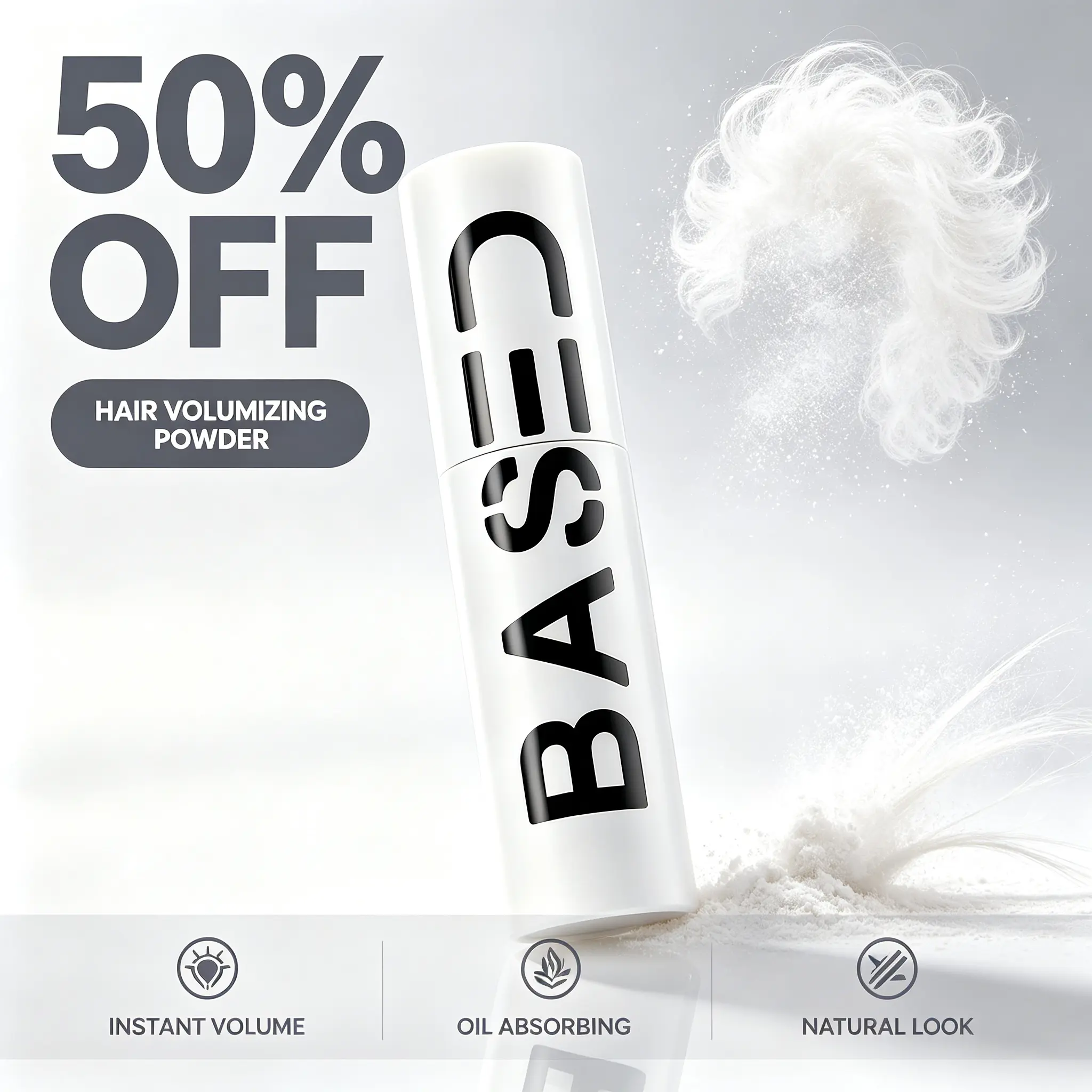 Based Hair Volumizing Powder - 50% Off, Instant Volume, Oil Absorbing, Natural Look, Enhances Hair Texture