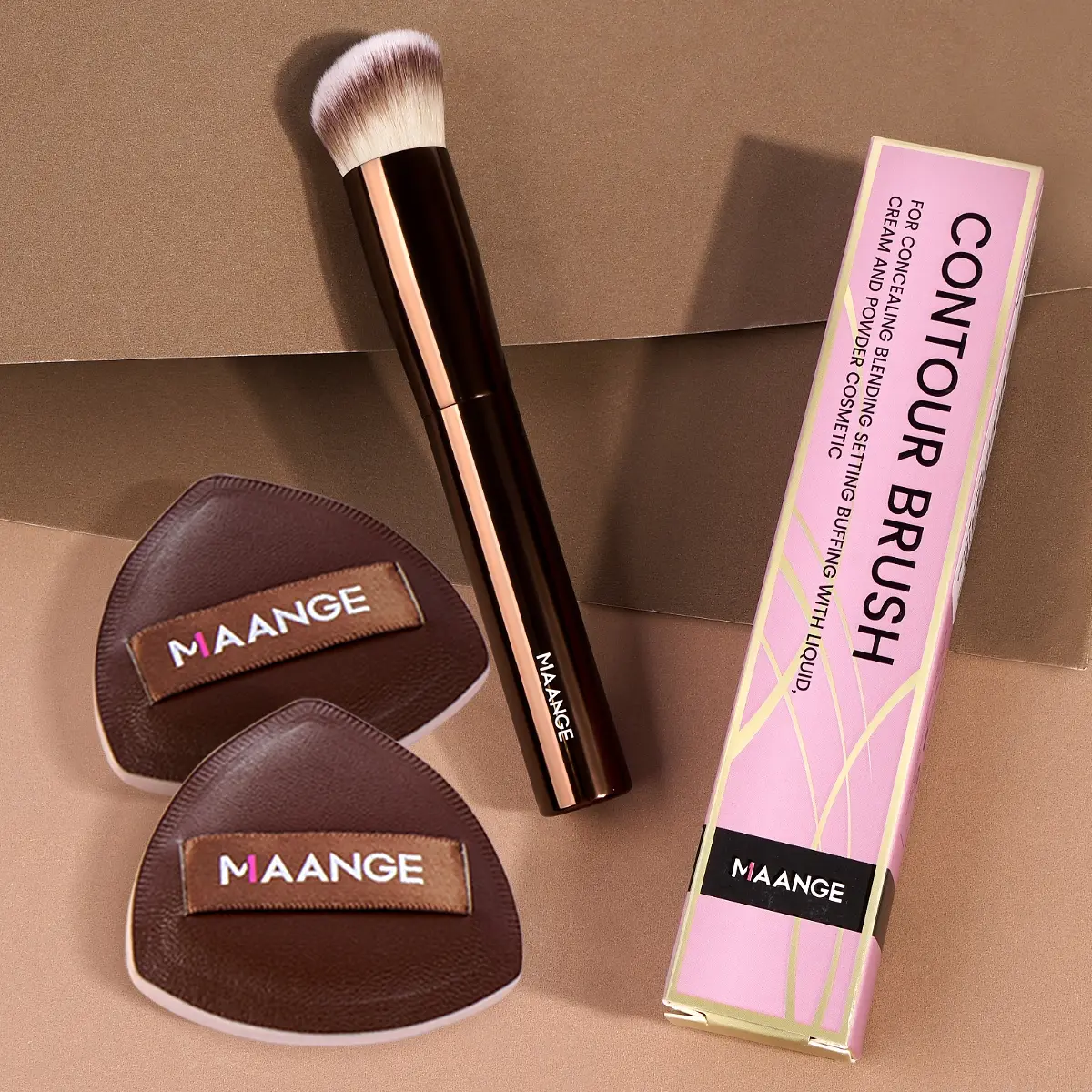 MAANGE 1pc Metal Tube Concealer Brush + 2pcs Marshmallow Air Puffs, Professional Makeup Tools, Precision Application, Easy to Use, Makeup Accessories Gifts for Friends, Makeup Brushes, Makeup Blending Brush