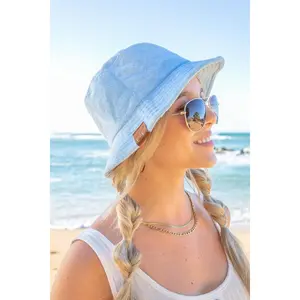 C.C® Terry Cloth Bucket Hat - Light Blue, Adjustable Fit, Ideal for Sun Protection, Versatile Design for Various Occasions
