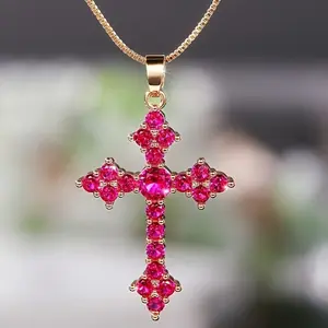 Exquisite Luxury Cross Pendant Necklace for Women, Featuring Cubic Zirconia, Perfect for Daily Casual Wear And Expressing Religious Beliefs