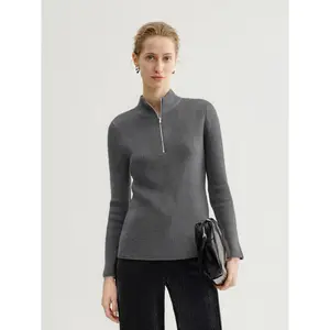 Pure Cashmere Half-Turtleneck Zip Sweater