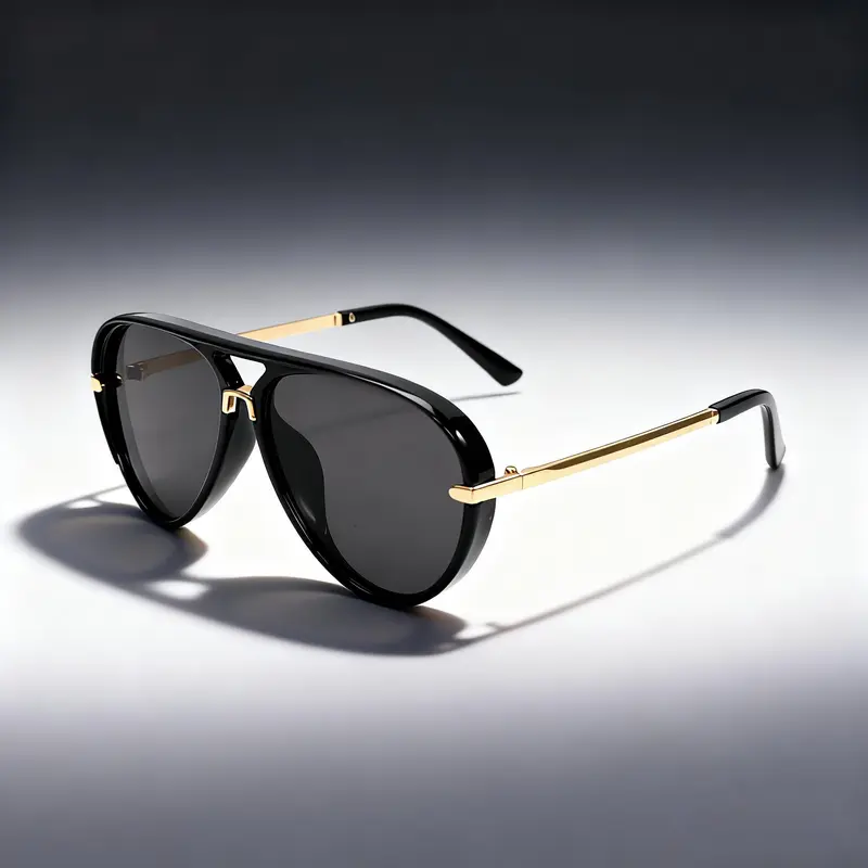 Trendy Sunglasses Women Brand Designer Pilot Sun Glasses UV400 Simple Fashion Suitable Shades Gold Trim Black Frame Unisex High Quality PC Frame Lightweight Comfortable