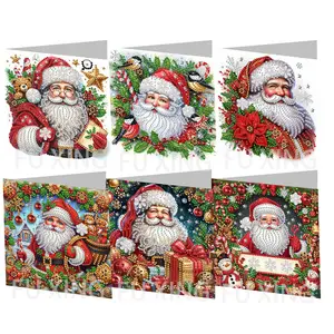 Christmas Diamond Painting Cards Set, Includes Envelopes, Butterfly & Flower Designs, Perfect for Holidays, Birthdays, Mother's Day, Tearable Greeting Cards