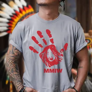 MMIW Red Hand Indigenous Owned Unisex T-Shirt - Casual Knit Top with Comfort Fit, 100% Cotton Jersey Womenswear Classic Hem