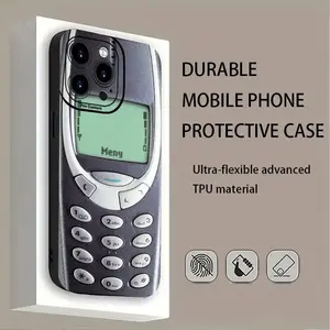 A creative nostalgic retro phone case with a phone pattern, TPU shockproof full protection case, suitable for iPhone 17/16/15/14/13/12/11 PRO MAX PLUS AIR E XS and PROMAX MINI, an ideal gift for friends and family, MS1303