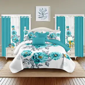 9pc Luxury Bamboo Microfiber Bedding Set - Bed Cover, Curtains, Pillows |  for Autumn/Winter, Christmas Gift with Gift Bag