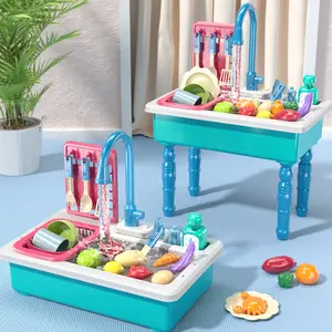 Top Birthday Gift: Real Running Water Play Sink for Toddlers – Includes Food & Cooking Tools - Household Play Kitchen Sink Toy Set【A】