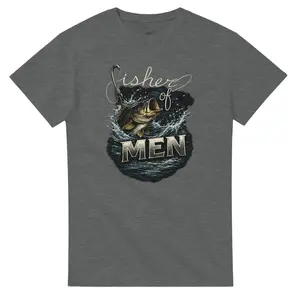 Fisher of Men - Matthew 4:19 Heavyweight Cotton T-Shirt with Seamless Double-needle Collar and Durable Taped Neck for Casual Wear