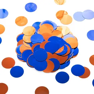 Orange Blue Table Confetti Party Decorations Metallic Circle Dot Confetti, 1.2 Inch, 300 count