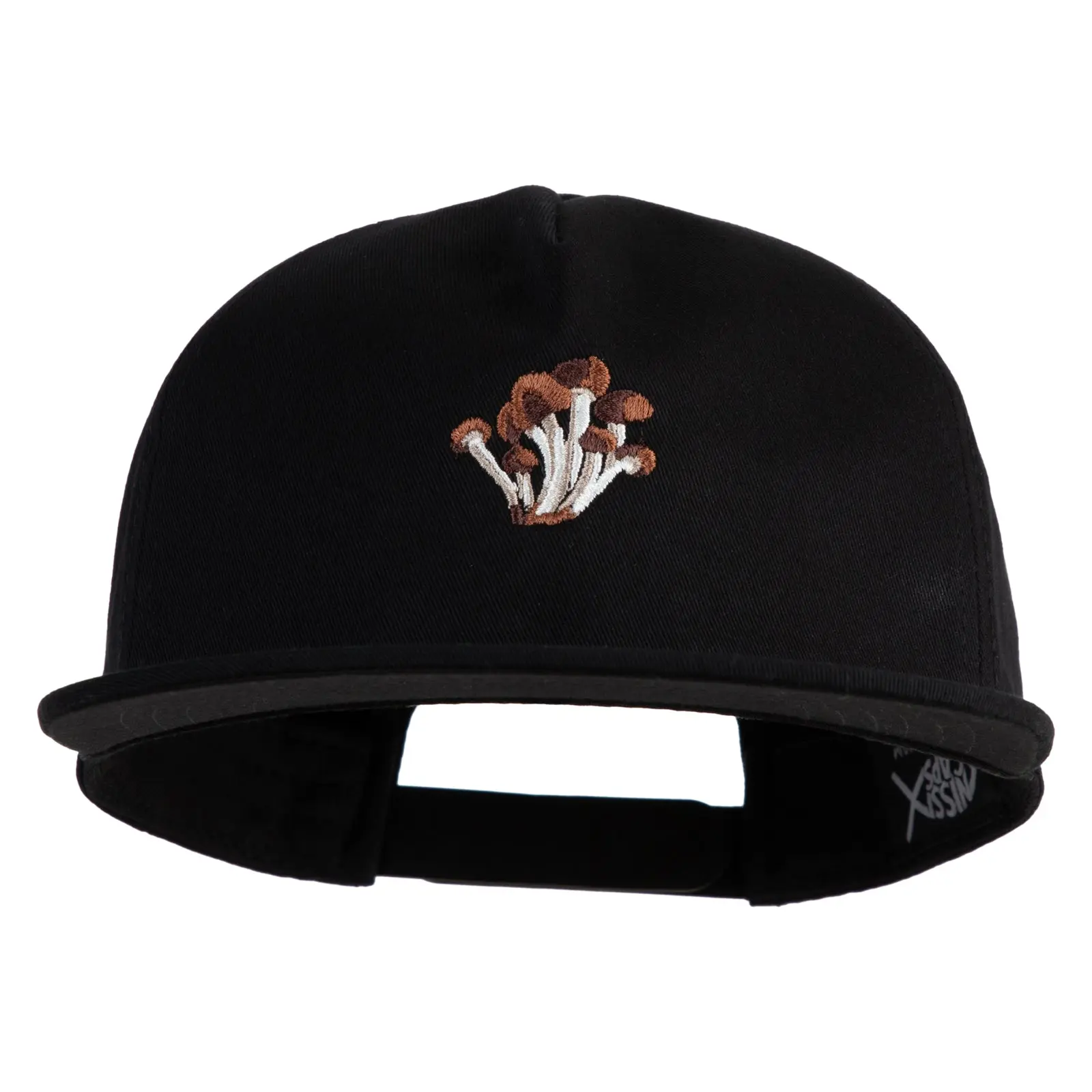 Cluster Mushroom Embroidered 5 Panel Cotton Flat Bill Unstructured Cap