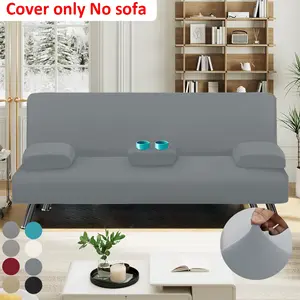 4-Piece Elegant Convertible Sofa Bed Cover Set, Sofa Slipcover, High-Weight Milk Silk, Adjustable Backrest & Cup Holder, Removable Armrest Cushion Covers