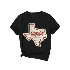 [100% Cotton] Vintage Gilleys Pasadena Texas Women'S T-Shirt - Retro Western Style   Short Sleeve Crew Neck Black Tops Womenswear