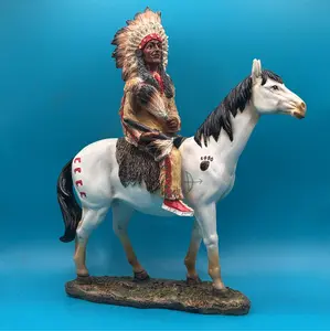 Indian Chief on a horse statue 8 inch