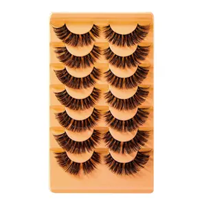 7 Pairs 18mm Thick & Curling Cluster False Eyelash, Wispy Curl Volume Lashed Look Makeup