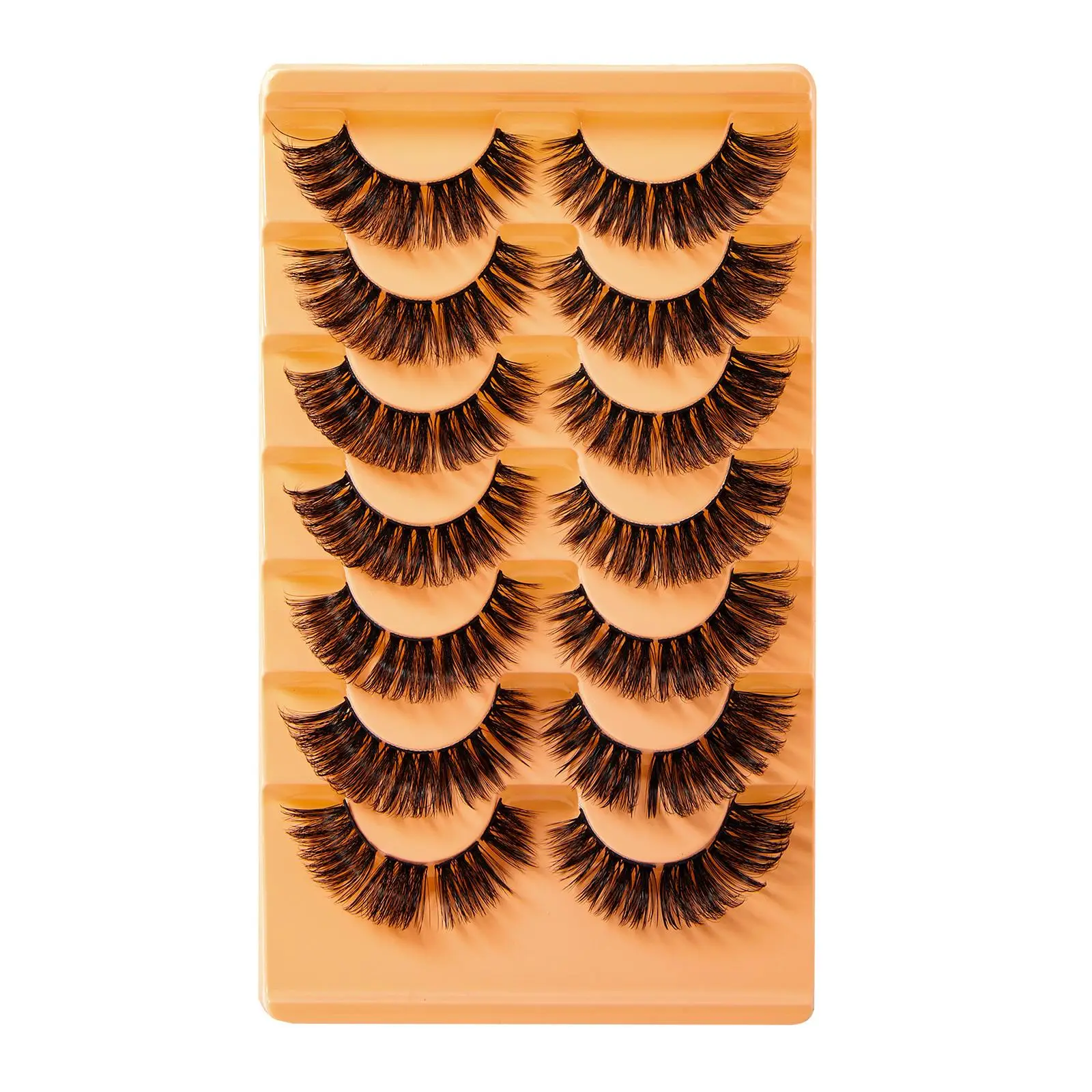 7 Pairs 18mm Thick & Curling Cluster False Eyelash, Wispy Curl Volume Lashed Look Makeup