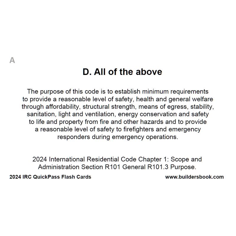 2024 International Residential Code IRC QuickPass Flash-Cards