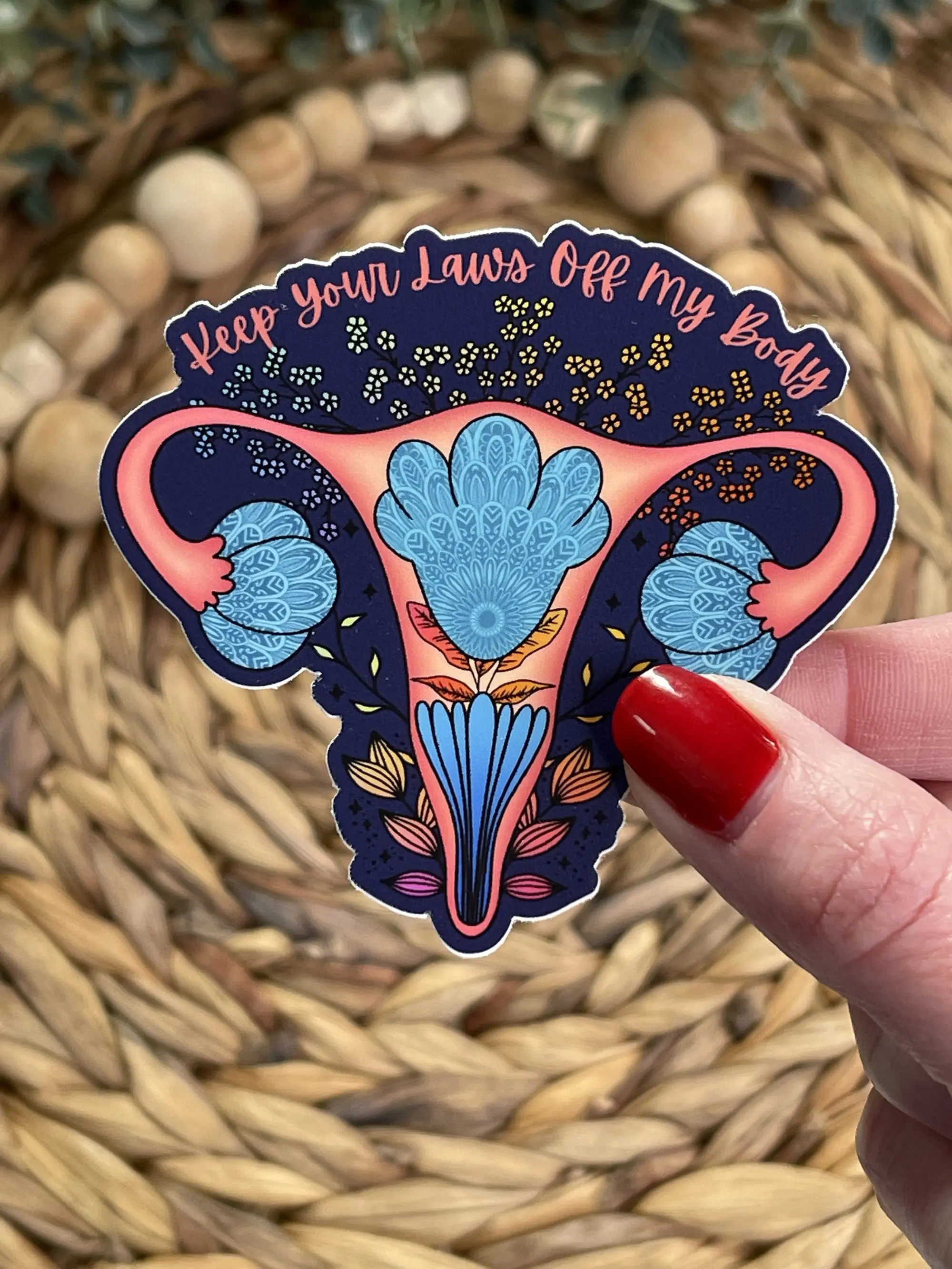Keep Your Laws Off My Body, Pro-Choice Sticker, Uterus Sticker, Floral Uterus, Abortion Ban Sticker, Protect Roe V Wade Sticker, My Choice
