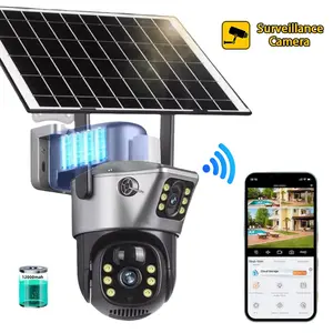 Dual-Lens Solar Security Camera,  2.4GHz WiFi Wireless 360° PTZ Outdoor Security Cam, 2-Way Audio,IP65 Waterproof,Color & IR Night Vision,Live View, Home Security Cameras