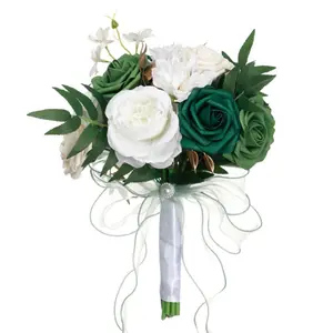 Bridal Wedding Bouquet Bridal Artificial Foam Rose Flowers for Wedding Church, Home Decoration Gift Decorative Ornaments