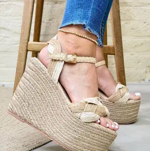 NORA 12 cm Braided Wedge Sandals for Women - Stylish and Comfortable Summer Footwear