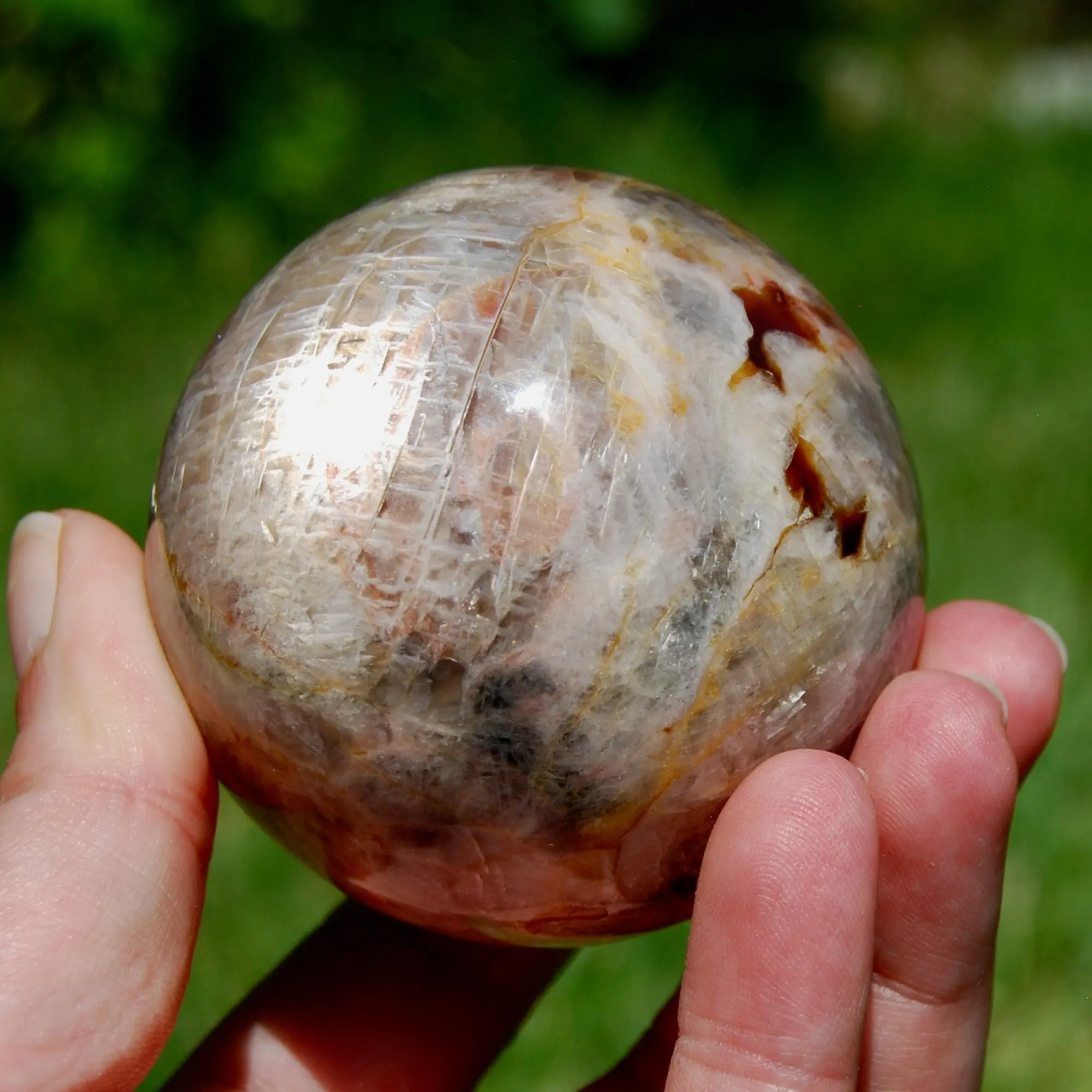 65mm 357g Flashy Black Moonstone Crystal Sphere, India