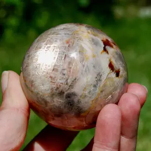 65mm 357g Flashy Black Moonstone Crystal Sphere, India