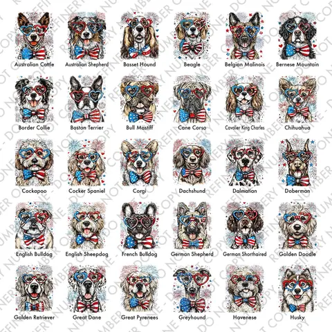 Patriotic Pups: 4th of July Dog T-Shirt Collection | 50+ Dog Breeds, USA Flag, Fireworks, America 250 | Gildan SoftStyle Tee, Soft Style Tee, Women's Graphic Tshirt