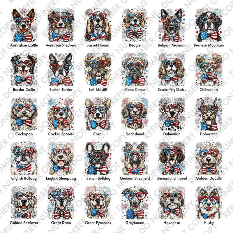 Patriotic Pups: 4th of July Dog T-Shirt Collection | 50+ Dog Breeds, USA Flag, Fireworks, America 250 | Gildan SoftStyle Tee, Soft Style Tee, Women's Graphic Tshirt