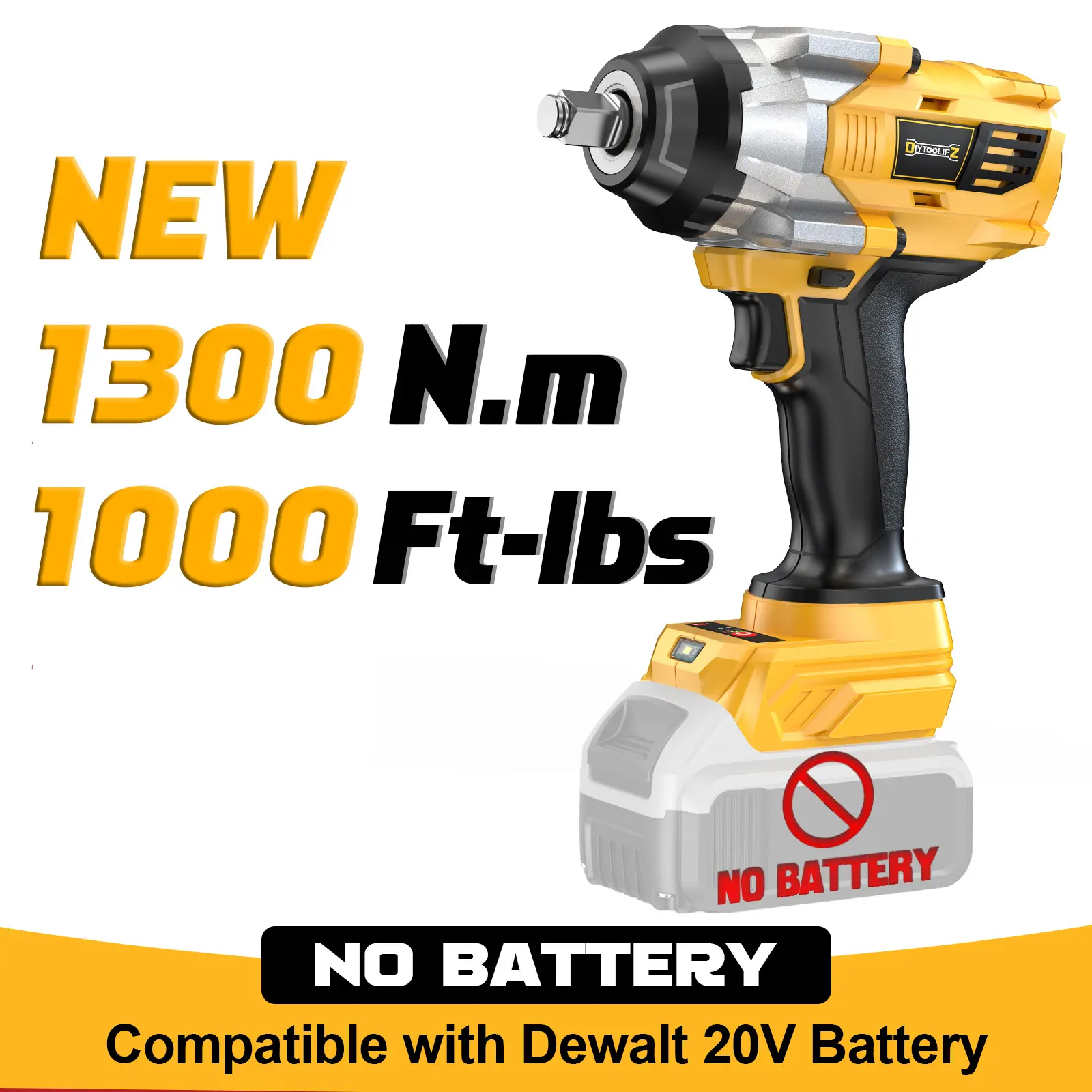 1300N.m Yellow【No battery】for Dewalt